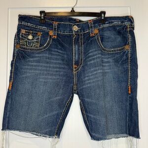 True Religion Billy Super T Cut-Off Shorts – Size 42 – Blue Denim